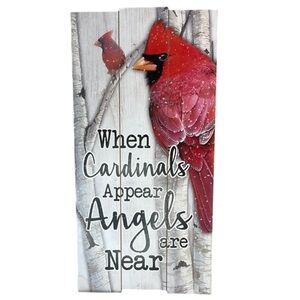 Cardinal Wall Art Sign Decor When Cardinals Appear Angels Are Near Shiplap Red